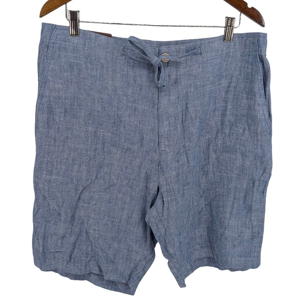 Patrick James Linen Blend Drawstring Shorts Chambray Blue Men's XL NWT Resort